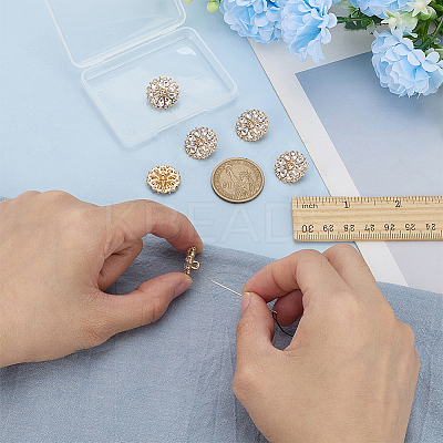 6Pcs Alloy Rhinestone Buttons BUTT-FG0001-58C-1