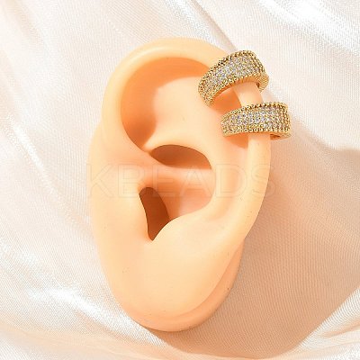 C-Shaped Brass Micro Pave Clear Cubic Zirconia Cuff Earrings EJEW-L316-01G-07-1
