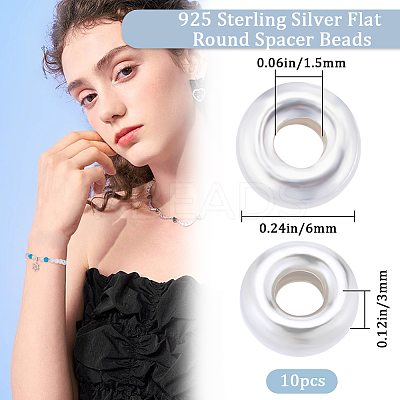 Flat Round 925 Sterling Silver Spacer Beads STER-BBC0005-56C-S-1