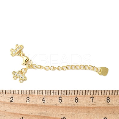 Brass Micro Pave Clear Cubic Zirconia End with Chains KK-P290-24G-1