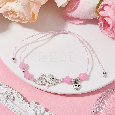 Natural Dyed White Jade Braided Bead Bracelets BJEW-JB09823-05-1