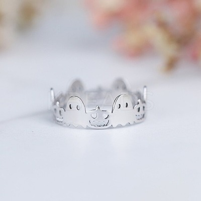 Ghost & Pumpkin 925 Sterling Silver Finger Rings FS-WGB9B73-10-1