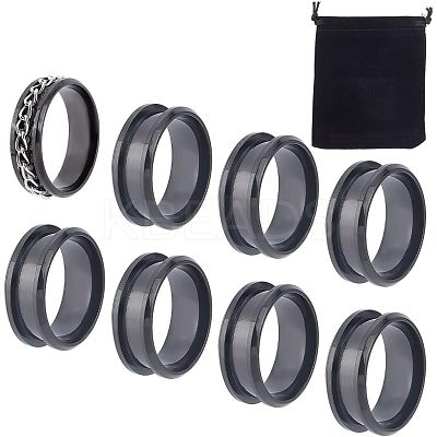 10Pcs Stainless Steel Grooved Finger Ring Settings STAS-UN0039-22D-1