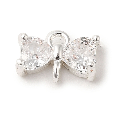 Brass Pave Clear Cubic Zirconia Bowknot Links Connector Charms LS-KK-K371-07S-1