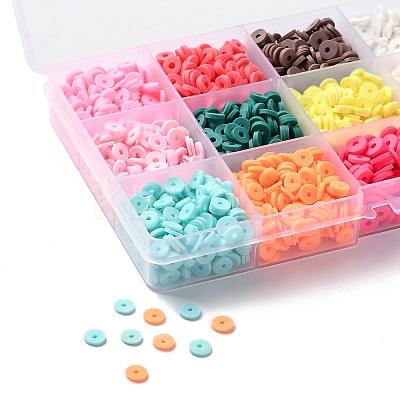 150G 15 Colors Handmade Polymer Clay Beads CLAY-JP0001-12-6mm-1