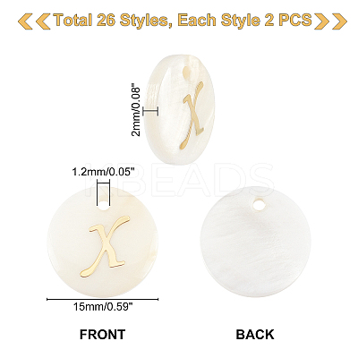 52Pcs 26 Style Natural Freshwater Shell Pendants SHEL-PH0001-21-1