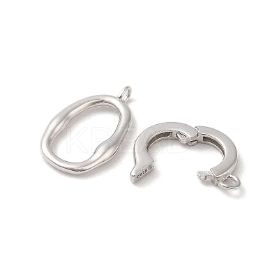 Rhodium Plated 925 Sterling Silver Fold Over Clasps STER-G038-04P-1