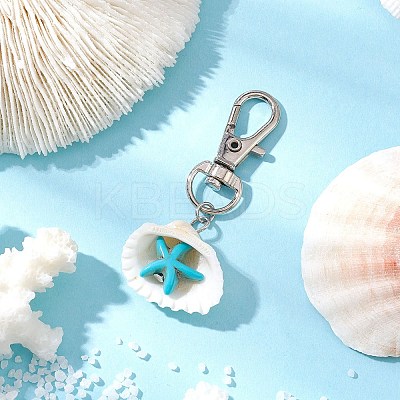 Synthetic Turquoise & Shell Pendant Decorations HJEW-JM03178-03-1
