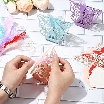30Pcs 6 Colors European Style Hollow Butterfly Wedding Dress Paper Candy Gift Packaging Boxes CBOX-CJ0001-01-1