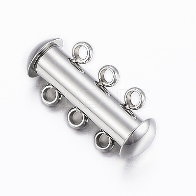Tarnish Resistant 3-Strands 304 Stainless Steel Slide Lock Clasps LS-STAS-H402-35P-1