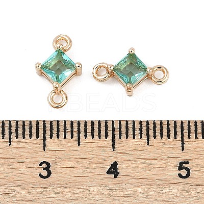 Brass Pave Glass Rhombus Links Connector Charms GLAA-Q088-001B-1
