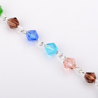 Handmade Bicone Glass Beads Chains for Necklaces Bracelets Making AJEW-JB00040-07-1