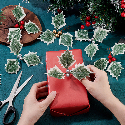 30Pcs 3 Colors Resin & Foam Artificial Holly Leaves DIY-GA0008-02-1