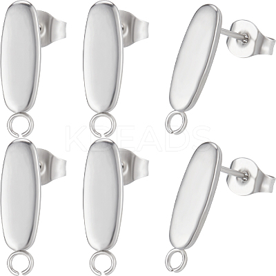 50Pcs Oval 304 Stainless Steel Stud Earring Findings STAS-BBC0004-25-1
