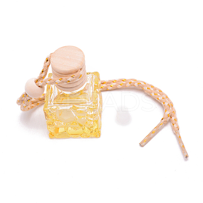 Car Hanging Air Freshener Rectangle Shape Glass Bottles LS-DJEW-WH0007-27E-1