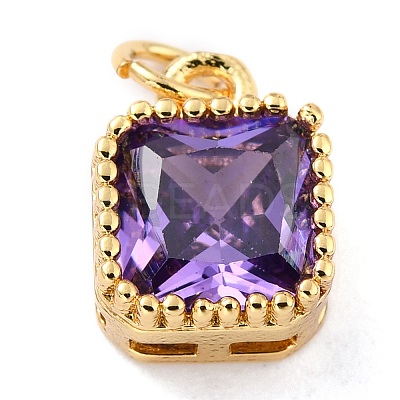 Real 18K Gold Plated Brass Inlaid Cubic Zirconia Charms ZIRC-L100-073G-05-1