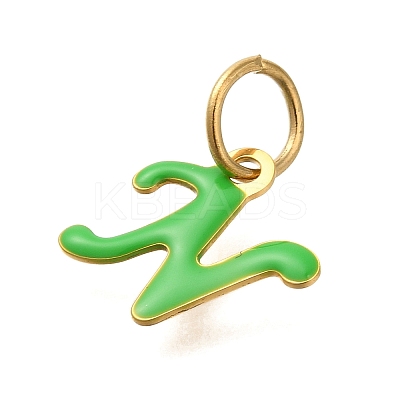 Ion Plating(IP) 304 Stainless Steel Enamel Alphabet Charms STAS-F308-02G-N-1