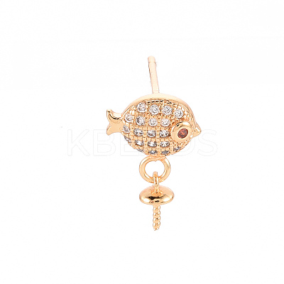 Brass Micro Pave Clear Cubic Zirconia Earring Findings KK-T062-216G-NF-1