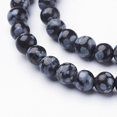 Natural Snowflake Obsidian Beads Strands GSR4mmC009-1