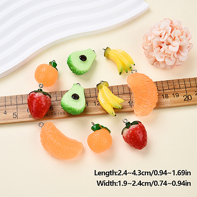 10Pcs 5 Styles Resin Pendants RESI-YW0001-97-1