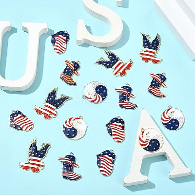 16Pcs 8 Styles Independence Day Alloy Enamel Pendants ENAM-FS0003-94-1
