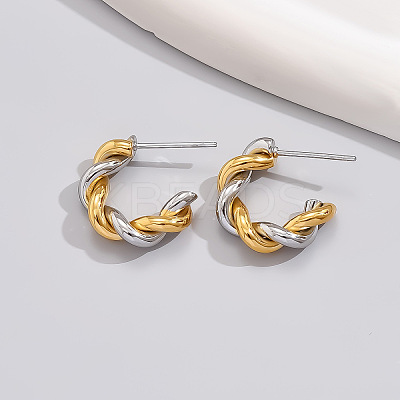 Two Tone Twist C-Shaped 316L Surgical Stainless Steel Stud Earrings FS-WG8645D-03-1