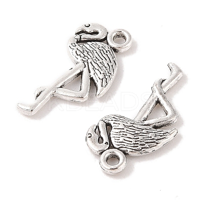 Tibetan Style Alloy Flamingo Shape Pendants TIBEP-Q043-293-RS-1