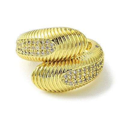 Brass Micro Pave Cubic Zirconia Open Cuff Rings RJEW-K256-39G-1