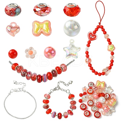 DIY Acrylic Beads & Brass European Style Bracelet Making Kits DIY-YW0012-21B-1