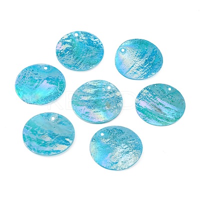 AB Color Plated Capiz Shell Pendants X-SSHEL-T008-01B-1