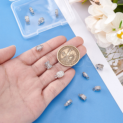 12Pcs 12 Styles Brass Micro Pave Cubic Zirconia Tube Bails KK-PH0013-25-1