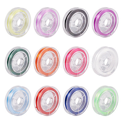 12 Rolls 12 Colors Strong Stretchy Beading Elastic Thread EW-TA0001-05-1