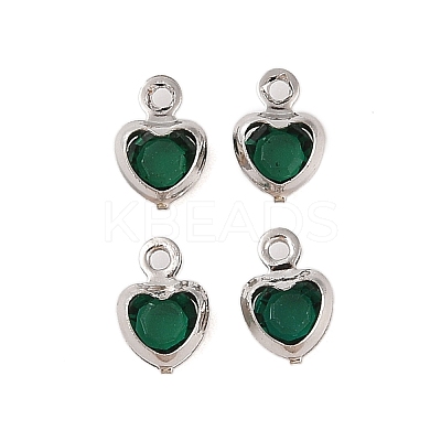 Heart Rack Plating Brass Glass Pendants KK-S385-01P-06-1