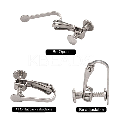 Tarnish Resistant 304 Stainless Steel Clip-on Earring Settings STAS-Q227-01-1