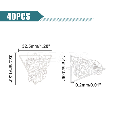 40Pcs 201 Stainless Steel Filigree Pendants STAS-UN0042-12-1