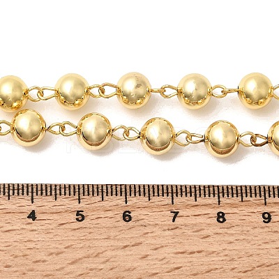 Brass Round Beads Link Chain Necklaces for Women NJEW-B157-19G-1