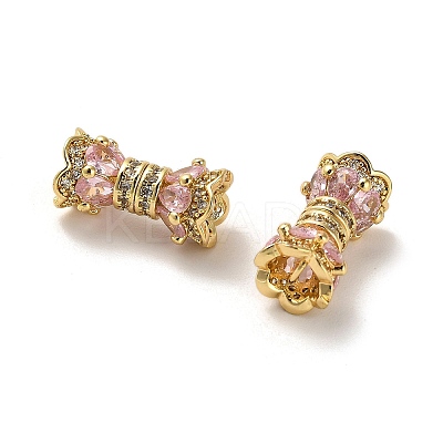 Brass Micro Pave Cubic Zirconia Beads ZIRC-P112-05G-02-1