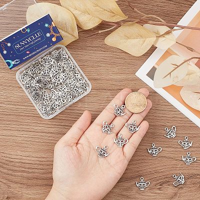 80Pcs Teapot Tibetan Style Zinc Alloy Charms FIND-SC0004-82-1