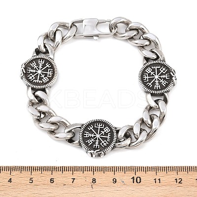 Stainless Steel Viking Compass Link Bracelets BJEW-D379-15ASP-1