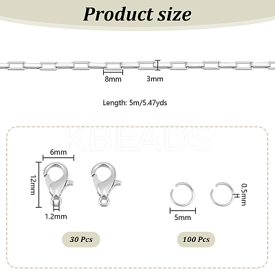 DIY 304 Stainless Steel Box Chain Braceelet Necklace Making Kit DIY-UN0006-03-1