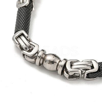 Two Tone 201 Stainless Steel Column Link Chain Bracelet BJEW-B078-35BP-1