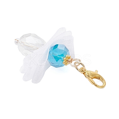 5Pcs Angel Glass & Acrylic Pendant Decorations HJEW-JM04180-03-1