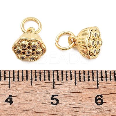Rack Plating Brass Micro Pave Cubic Zirconia Pendants KK-Z071-63G-1