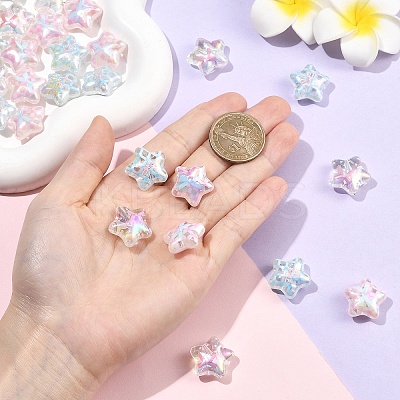 30Pcs 3 Colors UV Plating Printed Transparent Acrylic Beads PACR-YW0001-59-1