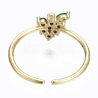 Brass Micro Pave Cubic Zirconia Cuff Rings RJEW-S045-056-NR-1