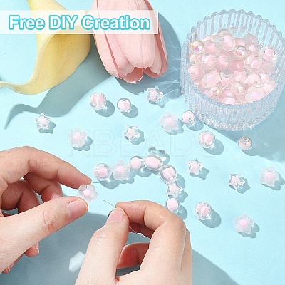60G 6 Styles Transparent Acrylic Beads Sets TACR-YW0002-50-1
