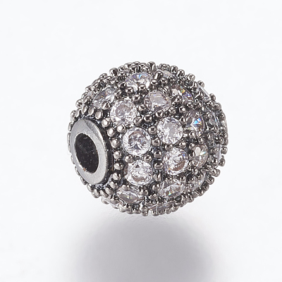 Brass Micro Pave Cubic Zirconia Beads ZIRC-E134-8mm-04-1