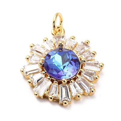 Brass Micro Pave Cubic Zirconia Pendants ZIRC-O044-21E-G-1