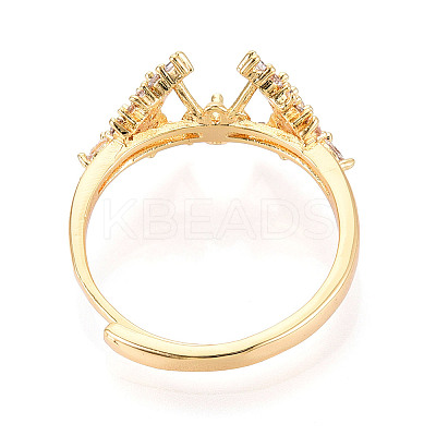Flower Brass Micro Pave Cubic Zirconia Cup Peg Ring Settings KK-T076-09G-1