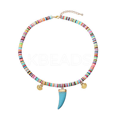 Handmade Polymer Clay Heishi Beads Pendant Necklaces NJEW-JN02820-1